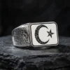 2 Motifli Ay Yıldız Gümüş Yüzük