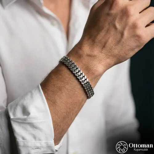 3 Mihenk Zincir Gümüş Bileklik Modeli