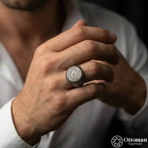 3 Celcelutiye Vefkli Gümüş Yüzük Modeli