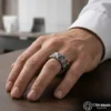 3 Kaya Dokulu Ayarlanabilir Gümüş Yüzük Modeli