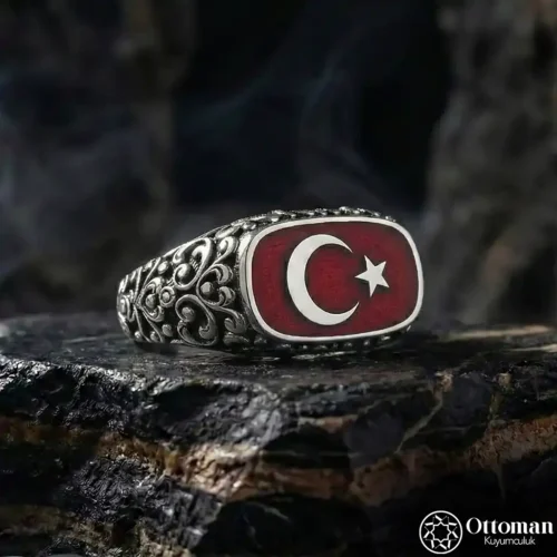 Ay Yıldızlı Gümüş Yüzük