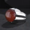 4 Kırmızı Akik Taşlı Gümüş Yüzük