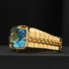 4 Aquamarine Gold Kaplama Gümüş Yüzük