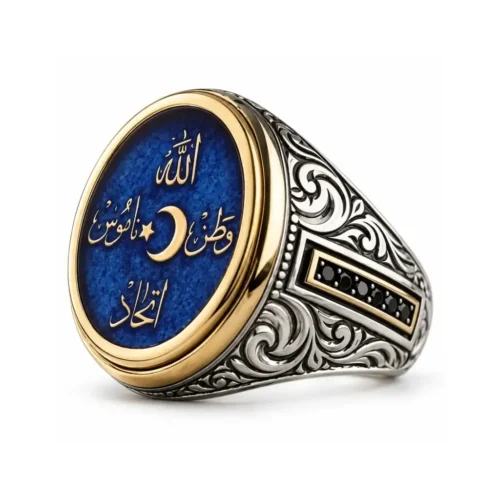 ”Allah-Vatan-Namus-İttihad” Yazılı Gümüş Yüzük2 ''Allah-Vatan-Namus-İttihad'' Yazılı Gümüş Yüzük