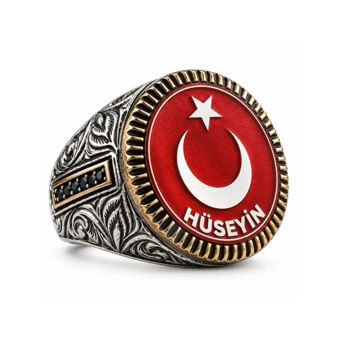 İsimli Ay Yıldız Gümüş Yüzük
