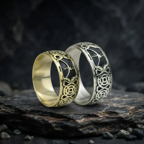alyangumus (1) Celtic Motifli İsimli Gümüş Çift Hiç Alyans