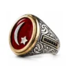 ay yıldızlı yüzük 222 Osmanlı Hilali ve Yıldız Gümüş Yüzük