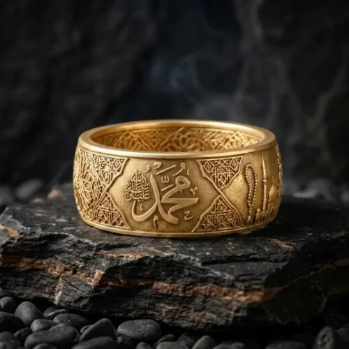 Allah Muhammed Lafzı ve Ayasofya İşlemeli Gümüş Yüzük