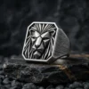 ottotaki (3) Geometrik Aslan Gümüş Yüzük
