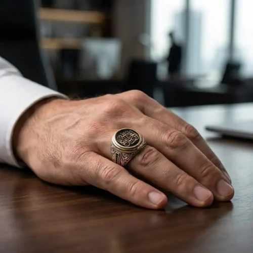 ''Üzülme Allah Bizimle Beraberdir'' Yazılı Gümüş Yüzük