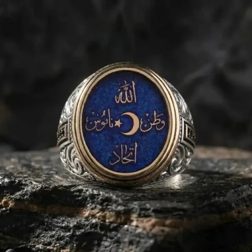 yuzuk dualı (1) ''Allah-Vatan-Namus-İttihad'' Yazılı Gümüş Yüzük