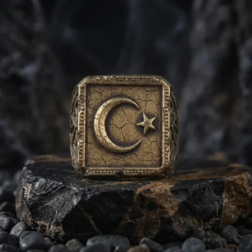 yuzukgumus1 (2) Ay Yıldızlı Gold Kaplama Gümüş Yüzük