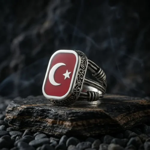 yüzükgümüşotto (1) Ay Yıldızlı Estetik Gümüş Yüzük